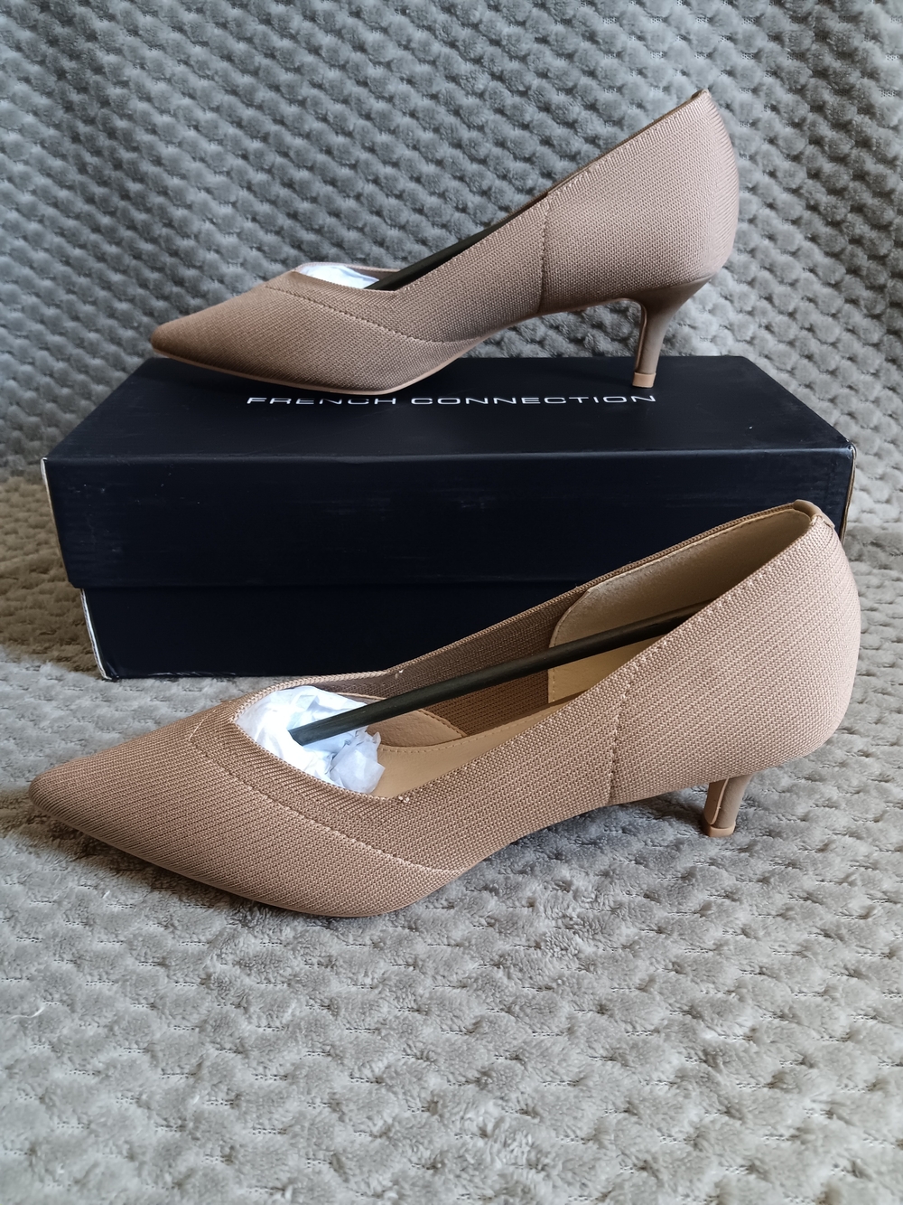 French Connection Women's Nude Kitten Heel Pointed Toe Pump